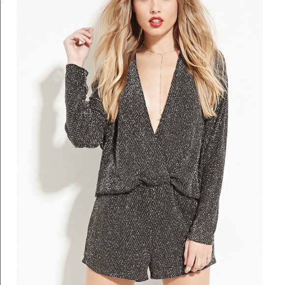Endless Rose Dresses & Skirts - Endless Rose Metallic Knit Romper